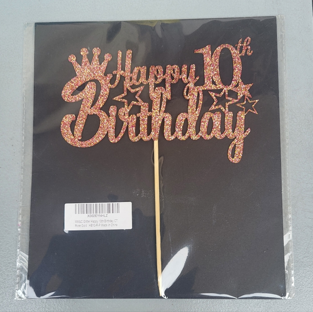 Rose Gold Happy 10th Birthday Cake Topper